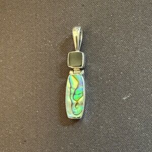 Onyx & Abalone Shell 925 Silver Pendant